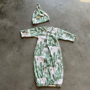 Kate Quinn RARE Cactus Print Classic Sacque & Knot Hat